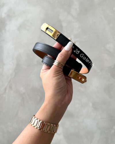 Hermes Black Kelly Buckle belt in Epsom Leather and Gold Hardware