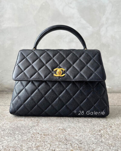 Chanel Vintage Small Kelly Top Handle in Caviar Leather and 24k Gold Hardware