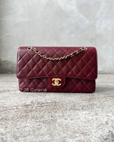 Chanel Vintage Burgundy Medium Classic Flap in Caviar Leather and 24k Gold Hardware