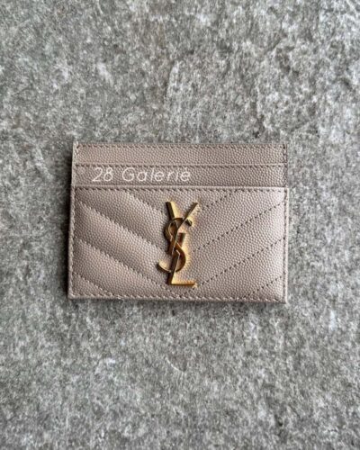 Saint Laurent Cassandre Matellase Card Holder and Gold Hardware