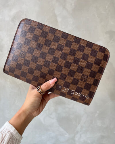 Louis Vuitton Saint Louis Clutch Bag in Damier Canvas and Gold Hardware