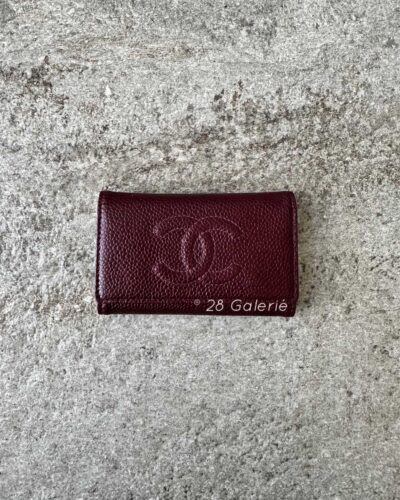 Chanel Vintage Burgundy Key Holder in Caviar Leather and 24k Gold Hardware