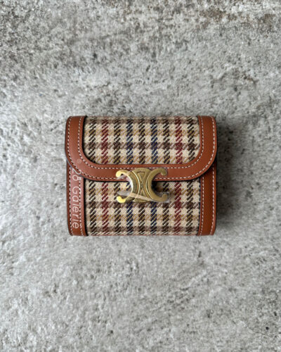 Celine Small Tri-fold Triomphe Wallet with Gold Hardware