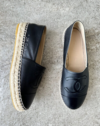 Chanel 36EU Black Espadrilles in Lambskin Leather