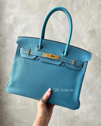 Hermes Blue Jean Birkin 30 Togo Leather and Gold Hardware