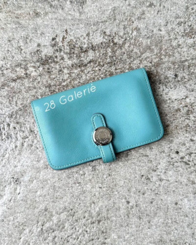 Hermes Blue Paon Cartes Dogon Card Case in Swift Leather and Palladium Hardware