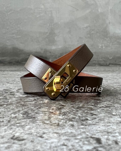 Hermes Mini Kelly Double Tour Bracelet and Gold Hardware T1 size