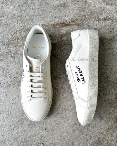 Saint Laurent Court Classic Embroidered Sneakers in  Canvas and Leather s37