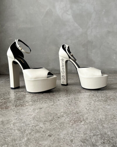 Saint Laurent Jodie Platforms in Smooth Calfskin Leather and Silver Hardware