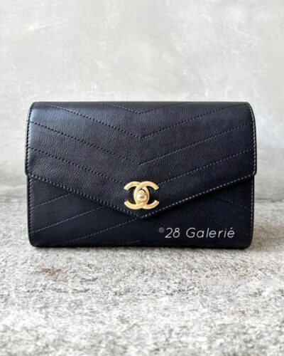 Chanel Chevron Belt Bag in Calfskin Leather and Brushed Gold Hardware