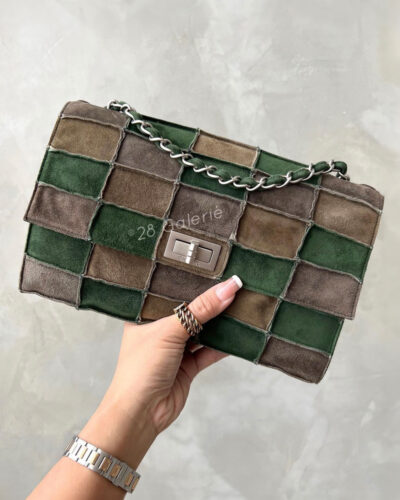 Chanel Green Patched Suede Reissue Flap in Aged Silver Hardware