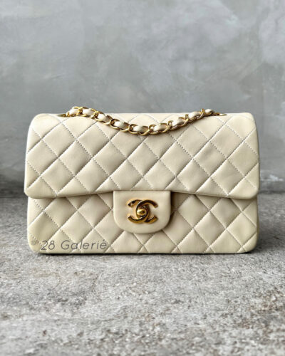 Chanel Vintage Ivory Classic Flap in Lambskin Leather and Gold Hardware Series 2