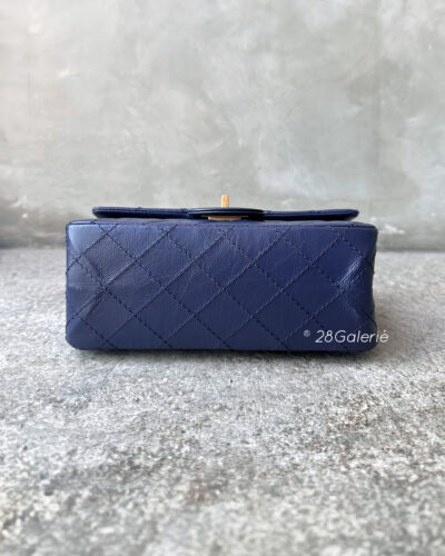 Chanel 24P 224 Navy Blue Mini Reissue Flap in Calfskin Leather and Aged Gold Hardware