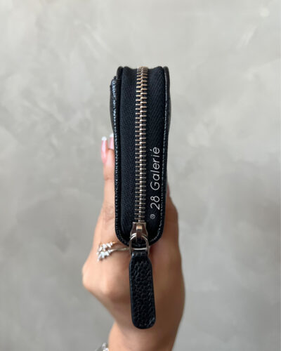 Chanel 24P CC Zip Around Medium Size Wallet in Caviar Leather and Silver Hardware