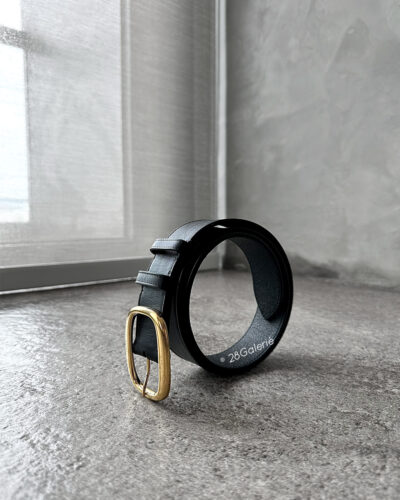 Celine Black Large O Belt in Lambskin Leather and Gold Hardware