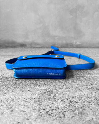 Hermes Blue Pochette Mini Belt Bag in Gold Hardware