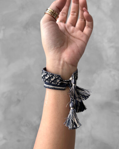 Christian Dior Deep Blue and White Embroidered Friendship Bracelet Set