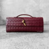 Bottega Veneta Burgundy Andiamo Clutch in Intrecciato Calfskin and Gold Hardware