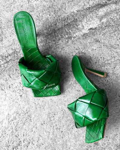 Bottega Veneta Candy Green Intrecciato Pumps