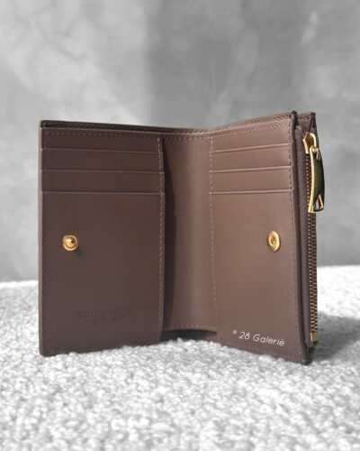 Bottega Veneta Pinecone Wallet in Intrecciato Leather and Gold Hardware