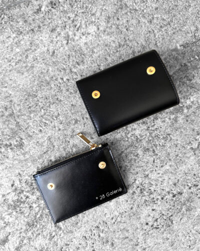 Celine Black Triomphe Detachable Wallet in Shiny Calfskin Leather and Gold Hardware