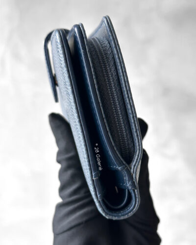 Chanel Blue Vintage Coco Mark Short Wallet in Caviar Leather and Light Gold Hardware