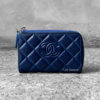 Chanel Navy Blue Vintage Zippy Wallet in Caviar Leather and Silver Hardware