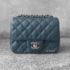 Chanel Pearly Blue Mini Square Flap in Caviar Leather and Silver Hardware