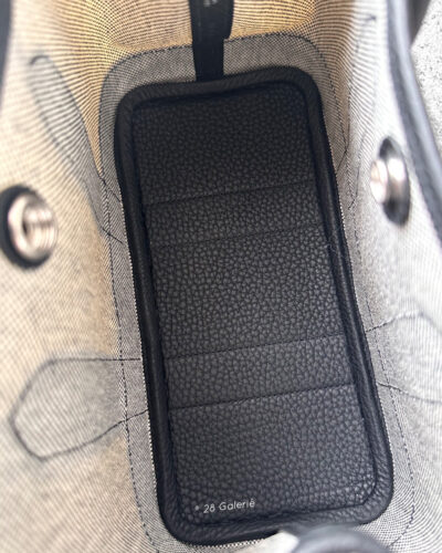 Hermes Noir Mini Garden Party Tote in Canvas Cassis/Togo Leather and Palladium Hardware