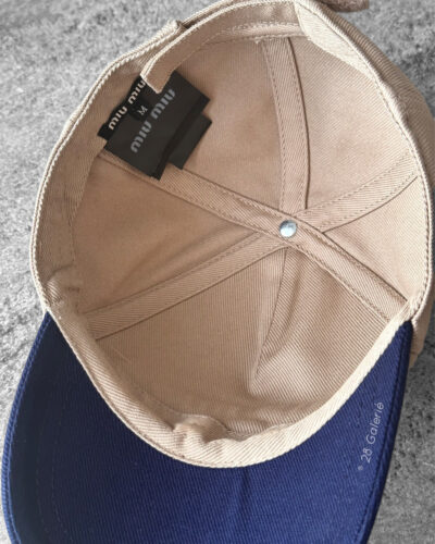 Authentic Miu Miu Brown/Blue Logo Corduroy Baseball Cap