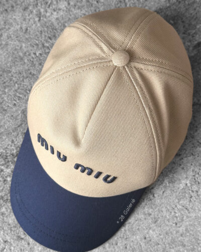 Authentic Miu Miu Brown/Blue Logo Corduroy Baseball Cap