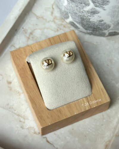 Valentino Garavani Vlogo White Pearl Resin Stud Earrings