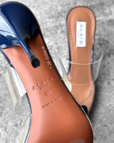 Alaïa Navy Blue Le Cœur Mules