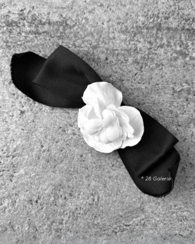 Chanel Black Flower/Ribbon Brooch
