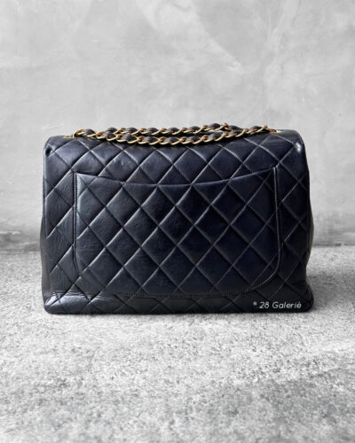 Chanel Black Jumbo Flap in Lambskin Leather and Gold Hardware