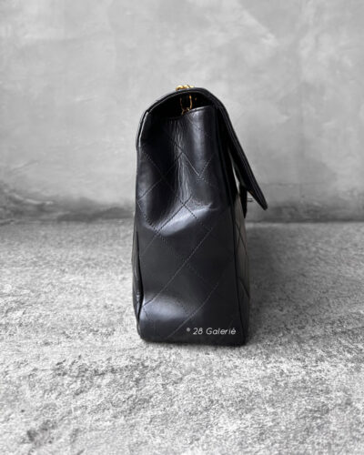 Chanel Black Jumbo Flap in Lambskin Leather and Gold Hardware