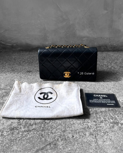 Chanel Black Mini Full Flap in Lambskin Leather and Gold Hardware