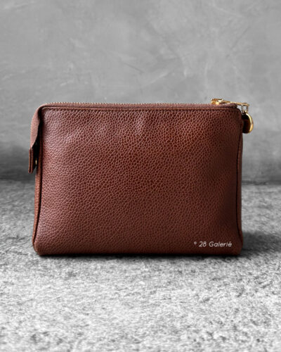 Chanel Brown Pouch in Caviar Leather and Gold Hardware