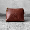 Chanel Brown Pouch in Caviar Leather and Gold Hardware