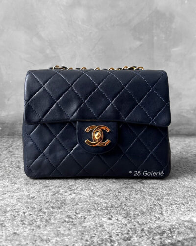 Chanel Deep Blue Mini Square in Lambskin Leather and Gold Hardware