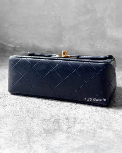 Chanel Deep Blue Mini Square in Lambskin Leather and Gold Hardware