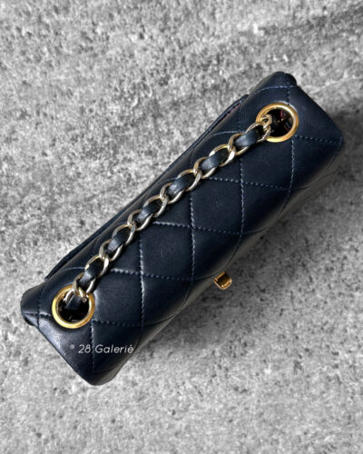 Chanel Deep Blue Mini Square in Lambskin Leather and Gold Hardware