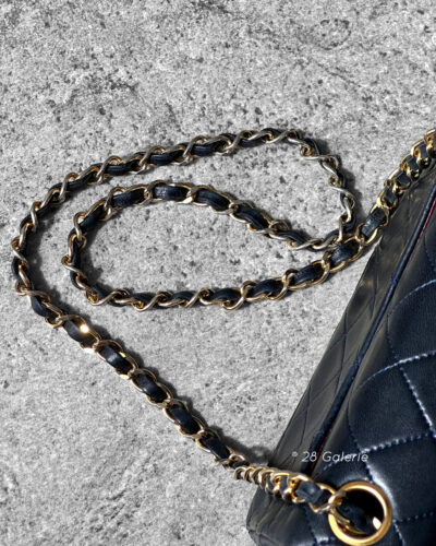 Chanel Deep Blue Mini Square in Lambskin Leather and Gold Hardware