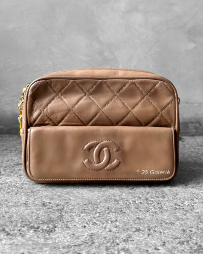 Chanel Milktea Camera Bag in Lambskin Leather and Gold Hardware