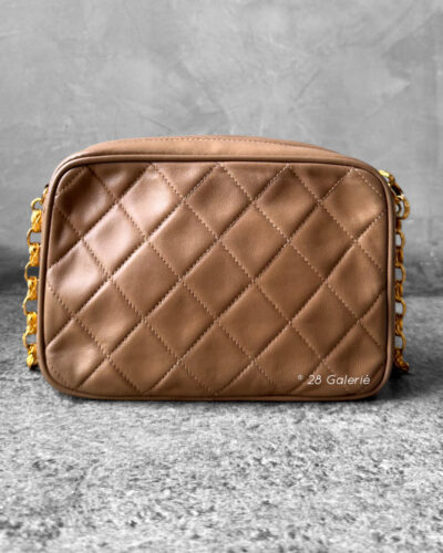 Chanel Milktea Camera Bag in Lambskin Leather and Gold Hardware