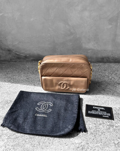 Chanel Milktea Camera Bag in Lambskin Leather and Gold Hardware