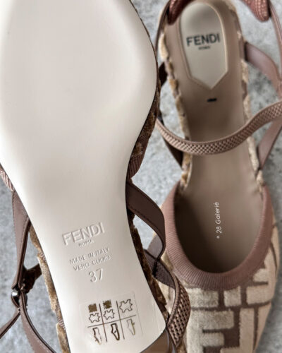 Fendi Brown Suede Colibri Slingback Pumps