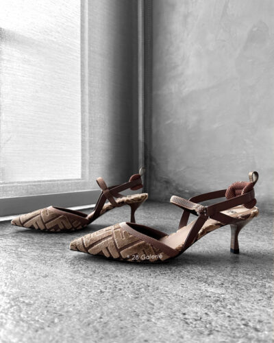 Fendi Brown Suede Colibri Slingback Pumps