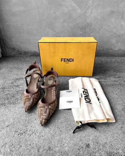 Fendi Brown Suede Colibri Slingback Pumps