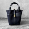 Hermes Cargo Picotin 18 in Bleu Marine Toile Geoland/Caban Swift Leather and Gold Hardware